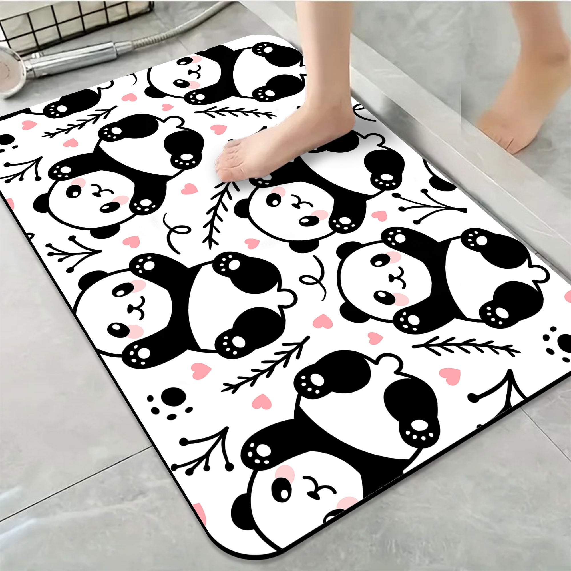 1pc Cute Pandas Pattern Bathroom Rug Bathroom Decor and Accessories ...