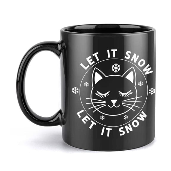 1pc Cute Snowflake Ceramic Mug with Kitten Snowflake Design 11oz 360ml Coffee Tea Hot Cup Birthday Christmas Lovers Durable Drinkware