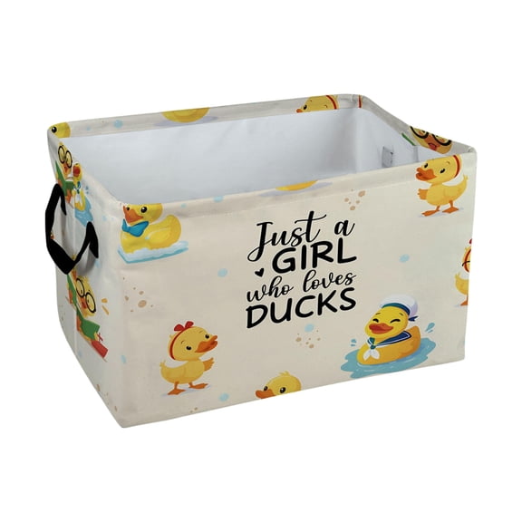 Just a girl Cute Cartoon Ducks Pattern Storage Baskets Storage Boxes Home Decor Storage Clothes Organization And Storage Home Decor Storage Holiday Gifts