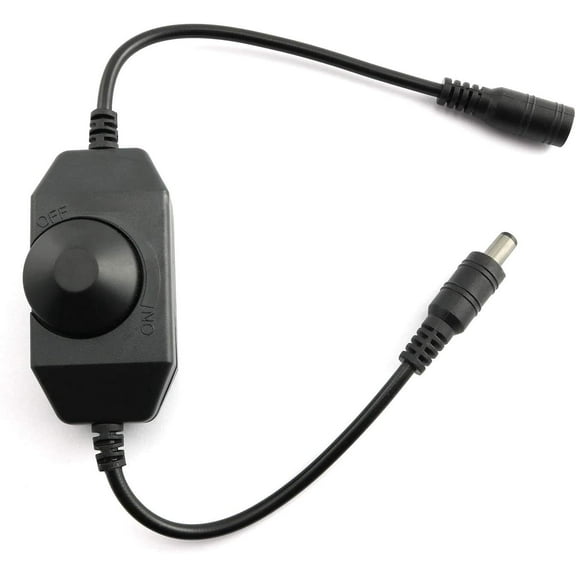 1pc DC 12V 24V LED Strip Dimmer Switch with DC Female Male Adapter Single Color Mini LED Lamp Lighting Accessories Brightness Adjustable Controller Manual Knob Dimmer Switch White