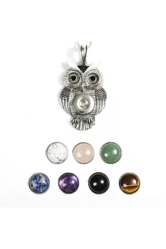 1pc DIY 7 Chakra Crystal Beads Snap Chunk Button Pendant Chain Necklace Gemstone