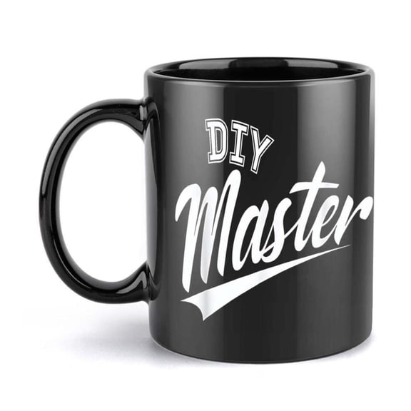 1pc DIY Master Coffee Mug 11oz Ceramic Cup with Bold White Lettering Black Hand Wash Only Reusable Mug Hot Cold Drinks Christmas New Year Kitchen Dining Essentials Coffee Cup Festi