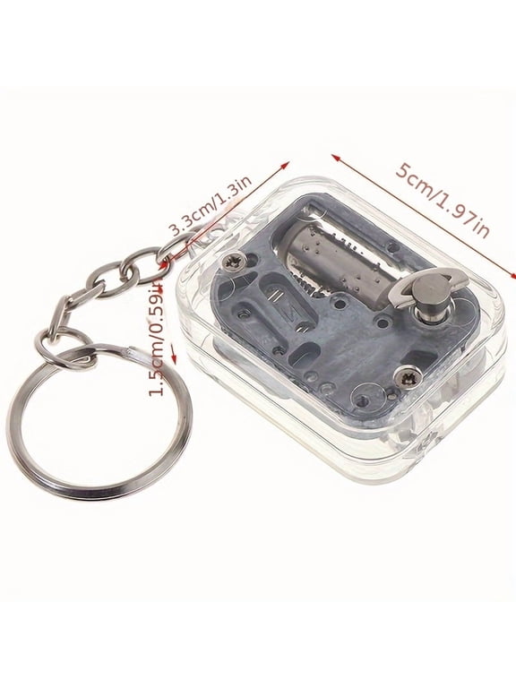 1pc DIY Mechanical Metal Music Box Wind-up Keychain Gift, Musical Souvenir, Sentimentanimalist Design, Compact Size,Precision Engineering, Handmade Box, P
