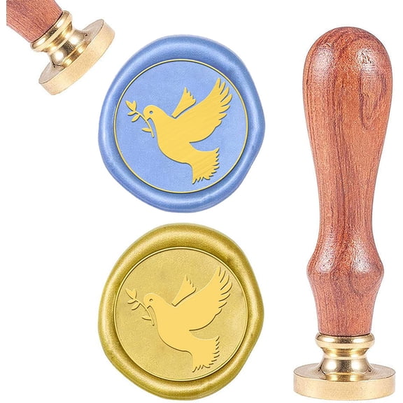 1pc DIY Scrapbook Brass Wax Seal Stamp and Wood Handle Golden 8.9x2.5cm Stamps: 25x14.5mm
