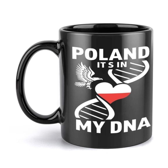 1pc DNA Double Helix Heart Design Mug 11oz Funny Science Themed Cup with DNA Helix Pattern Polish DNA Presentation Poland Themed Ceramic Coffee Tea Cup Office Wedding Birthday Gift