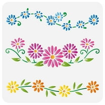 Daisy Chain Stencils 11.8x11.8inch Reusable Daisy Drawing Stencil DIY Craft Blooming Daisy Flower Painting Template Plant Stencil for Painting on Wall Wood Fabric Furniture DIY
