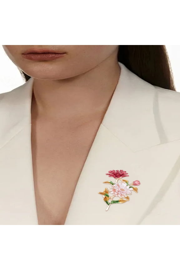 1pc Daisy Enamel Pins Alloy Brooch for Backpack Clothes Cerise 65x45mm
