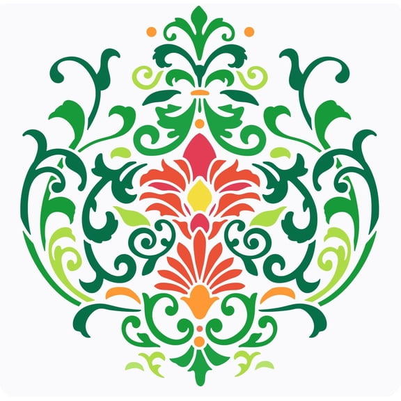 1pc Damask Flower Stencil 11.8x11.8 inch Mandala Stencils Floral Plants Wall Stencils Plastic Crown Damask Pattern Stencil Reusable Stencils for Furniture Crafts Wood Wall Art Painting