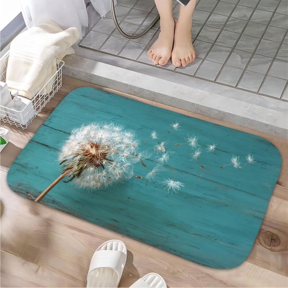 1pc Dandelion Absorbent Non-Slip Bathroom Thickened Flannel Rug Decor,Soft,Quick Drying,Suitable For Indoor/outdoor Use,Bathrooms,Bedrooms,Kitchens,Terrace,Laundry Rooms,16"x24"