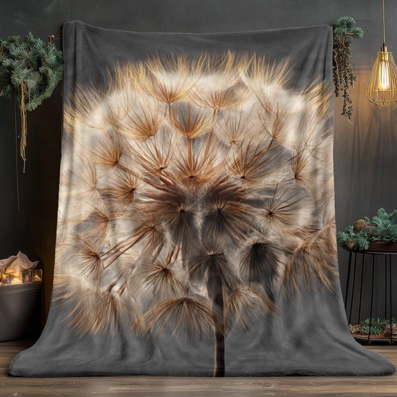 1pc Dandelion-Themed Decorative Blanket - Soft Flannel Throw with Vibrant Dandelion Design, Perfect for Couches and Beds, Ideal Gift for Family and Friends, All-Season Use, Dandelion Decor