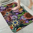 thumbnail image 1 of 1pc Dark Multicolored Floral Bathroom Rug Bathroom Decor and Accessories- Durable,Anti Slip,And Quick Drying,Suitable For Indoor/outdoor Use - Perfect For Bathrooms,Bedrooms,Kitchens, 1 of 9