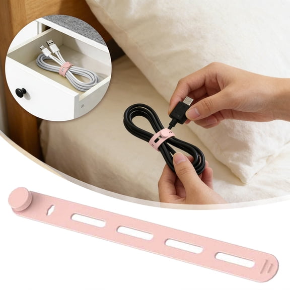 1pc Data Cable Organizer, 2026 Upgrade Silicone Headphone Organizers, Silicone Cable Ties Reusable Cable Management Organizers Multipurpose Elastic Cord Organizer (Pink -13cm)