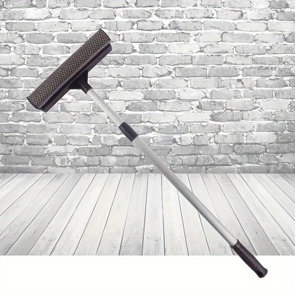 1pc, Deluxe 2-in-1 Glass Wiper - Long Handle Double-Sided Window Glass Floor Cleaning Scraper Brush with Water Squeegee Function - Ideal for Bathroom, Car Windshield, and Household Cleaning Tasks