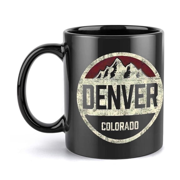 1pc Denver Colorado 11oz Ceramic Coffee Mug with Mountain Landscape Design Black White State Friends Family Home or Office Use Coffee Bar Accessories Coloradoans Rustic Design Durable Drinkware