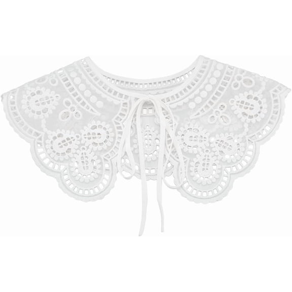 1pc Detachable Polyester Embroidery Lady's Collars Mini Cape Garment Accessories White 450x150mm craft