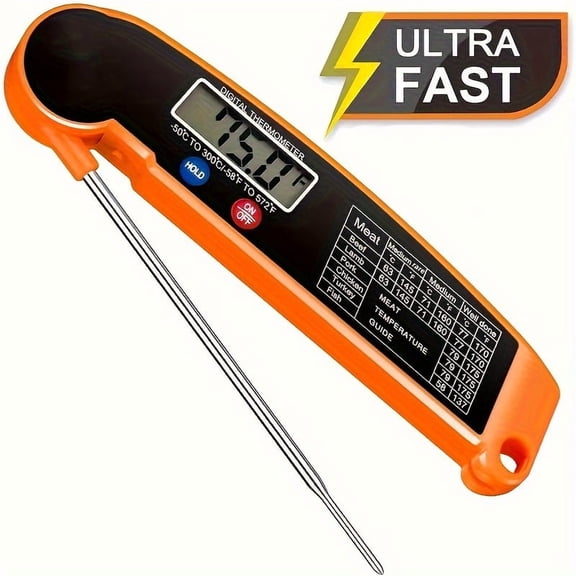 1pc of Digital Meat Thermometer for Kitchen Use, a Versatile for Cooking That Is Foldable, Suitable for Grilling, BBQ, Milk, Water, And Coffee (In Orange Color)