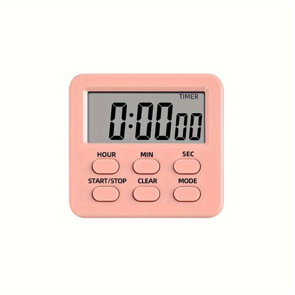 1pc, Digital Timer with Alarm Clock, Kitchen Timer Count-Up Count-Down, 24-Hour Clock & Alarm, Memory Function, Large LCD Display, with Magnet/Hanging Hole/Stand for Kitchen