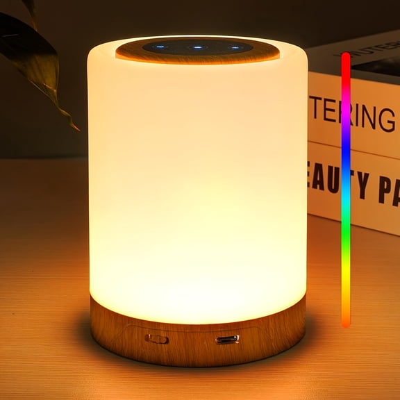 1pc Dimmable LED Night Light, 3 Lighting Modes, 5 Brightness Levels, Touch Control, USB Rechargeable with 1500mAh Lithium Battery, Portable Tabletop Lamp with Color Changing Option