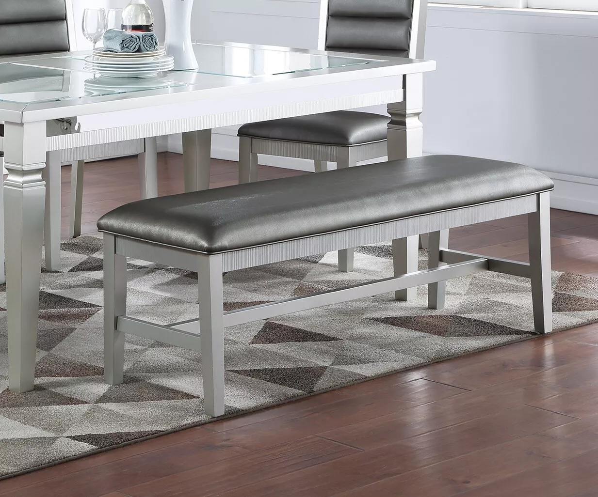 Silver dining bench discount