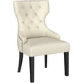 thumbnail image 1 of 1pc Dining Chair In Beige, With Button Tufting, Nailhead Trim, Curved Back For Room Beige Wingback, Design, 1 of 7