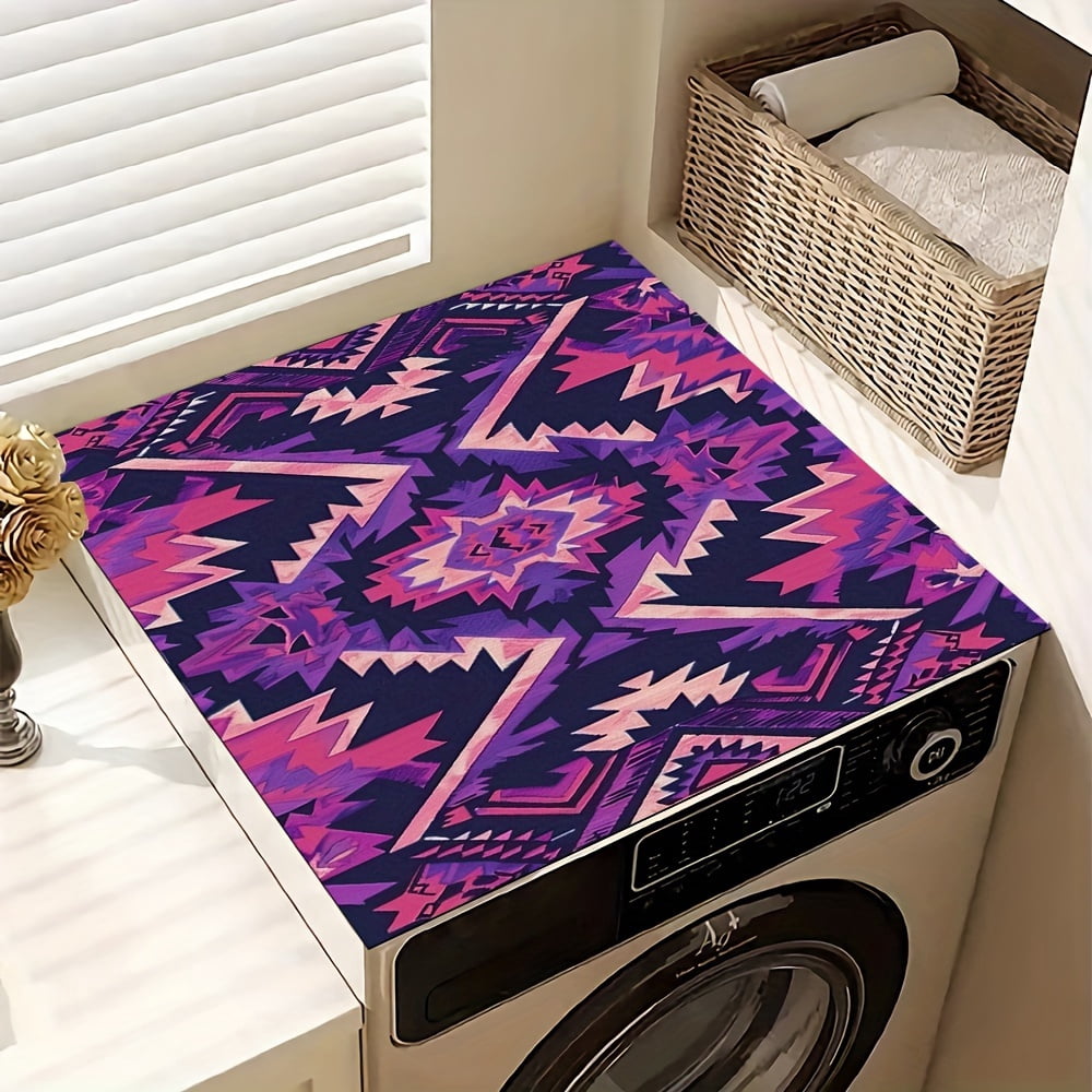 1pc, Dish Drying Pad, Modern Style Geometric Pattern Washing Machine Dust Cover Mat, Countertop Absorbent Pad, Washstand Drain Mat, Washstand Cup Mat, Kitchen Accessories, Bathroom Accessories