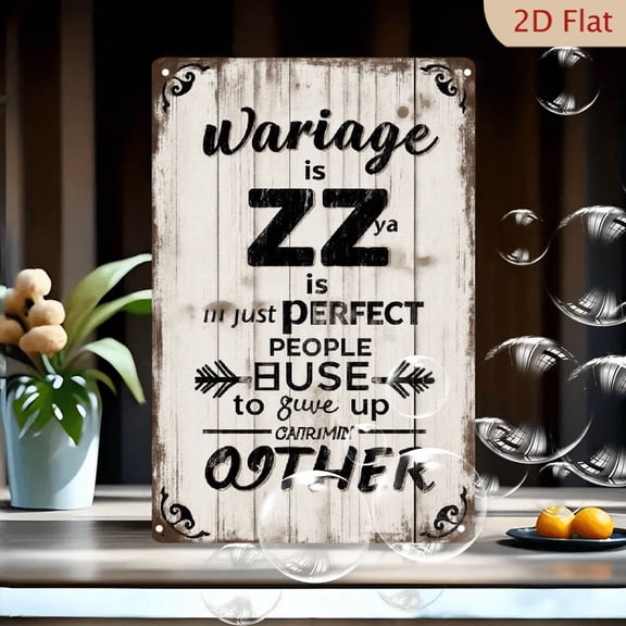1pc Distressed Wooden-Style Metal Wall Sign, 8x12 Inches, Playful Misspelled Text Decorative Sign, White Chipped Paint with Brown Borders, Perfect for