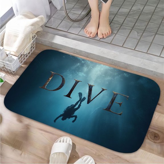1pc Dive Absorbent Non-Slip Bathroom Thickened Flannel Rug Decor,Soft,Quick Drying,Suitable For Indoor/outdoor Use,Bathrooms,Bedrooms,Kitchens,Terrace,Laundry Rooms,16"x24"