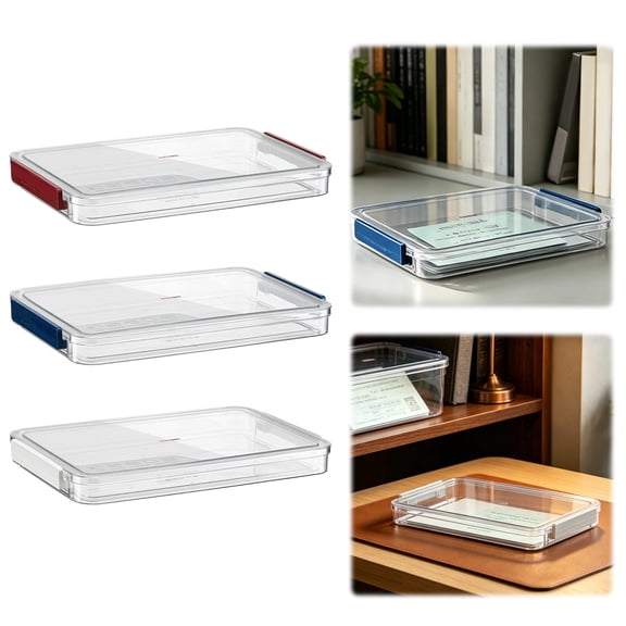 1pc Document Storage Clear Plastic Storage Boxes with Lids Stackable Storage Bins Paper Storage Box Containers for Organizing A4 File Paper, Document, Photo, Scrapbook
