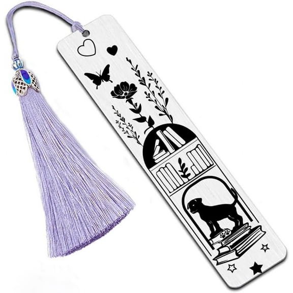 1pc Dog Book Markers Stainless Steel Bookmark with Tassel Inspirational Bookmarks Metal Engraved Bookmark for Book Lovers Cute Bookmarks Gifts