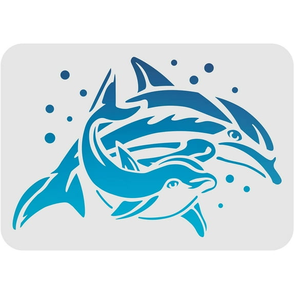 1pc Dolphin Stencil 11.7x8.3Inch 29.7x21cm Sea Ocean Creatures Stencils Reusable Sea Animals Stencils Drawing Stencil for DIY Crafts Home Decor Wood Wall Paint