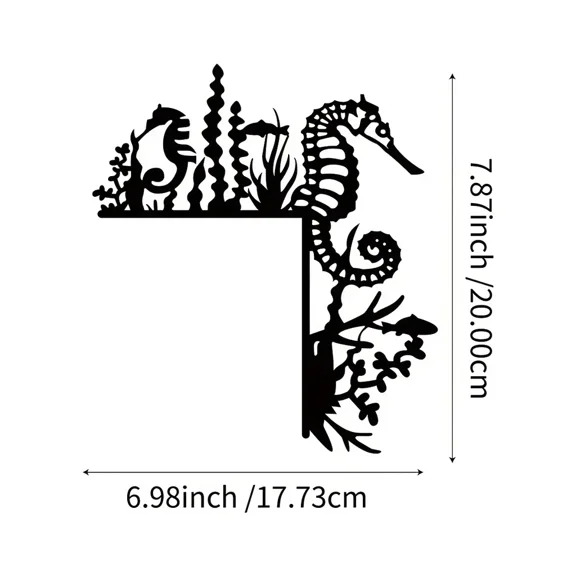 1pc Door Frame Corner Decor Art Hanging Wall Art, Metal Seahorse Decorative Wall Stickers Door Corner Decorations for Bedroom