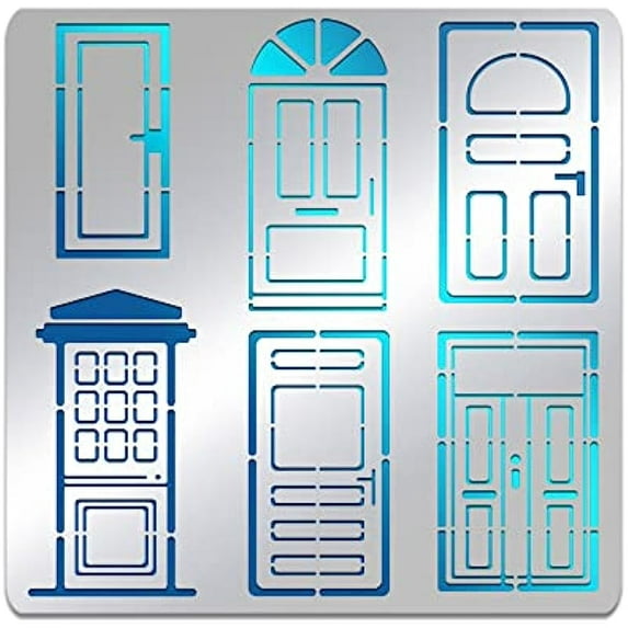 1pc Door Pattern Stainless Steel Stencil Template 6 Types Door Designs Metal Journal Stencil