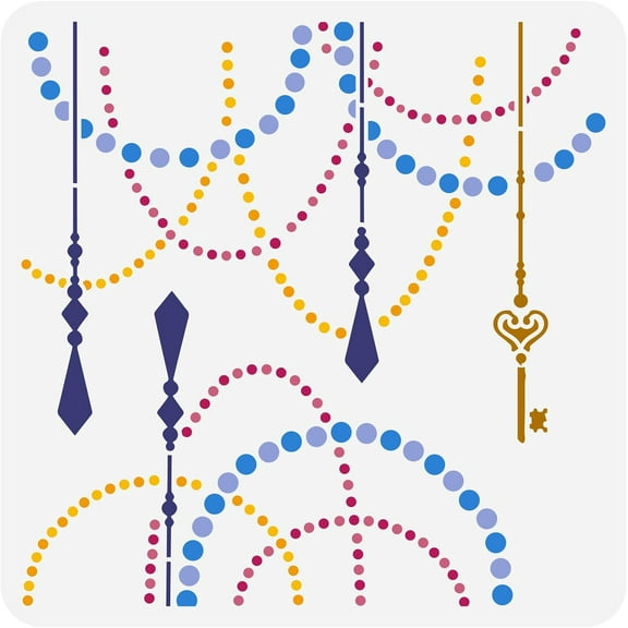 1pc Dot Mandala Stencil 11.8x11.8 inch String of Lights Painting Stencil Plastic Dotting Tassel Patterns Stencil Template Reusable Art and Craft Stencil for Home Wall Decor
