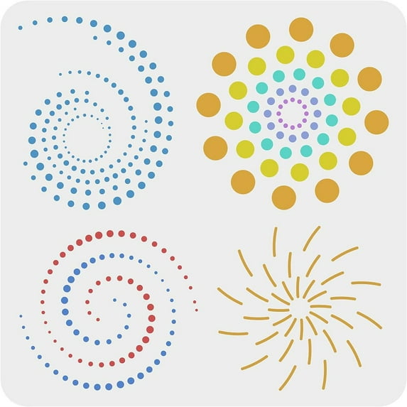 1pc Dots Spiral Stencil 30x30cm Reusable Geometric Spiral Stencil Mandala Dot Painting Templates DIY Craft Decoration Stencil for Painting on Wall Furniture Wood and Paper