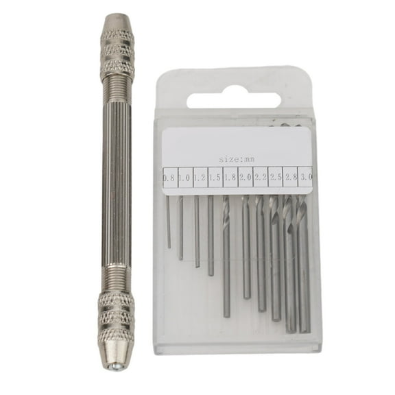 1pc Double End Pin Vise Chuck Hand Drill Chuck With 10pcs Drill Bits For Watch Jewelry Making Repair Tool Watchmaker Jeweler