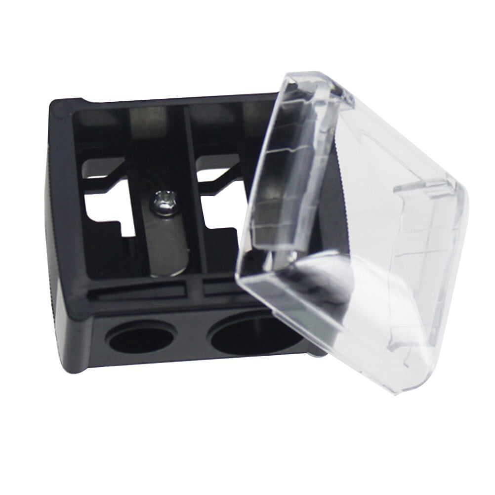 1pc Double Hole Pencil Sharpener Cosmetic Pencil Sharpener for Eyebrow Lip Liner Eyeliner(Black)