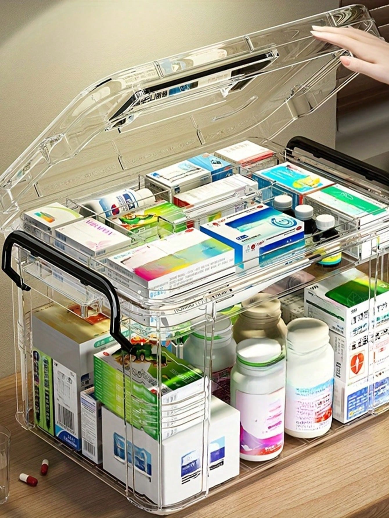 1pc Double Layer Waterproof Transparent Medical Supply Storage Box