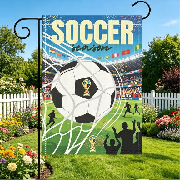 1pc Double Sided 2D Printed Soccer Season Theme Garden Flag|Outdoor Yard Patio Lawn Decor|Football Sports Party Decoration|12x18 Inch|Flagpole Not Included,Thanksgiving & Christmas Gifts