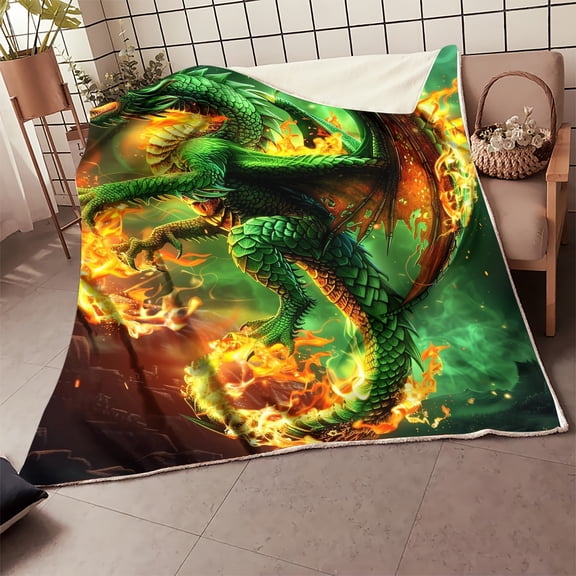 1pc Dragon Blanket Birthday Gift For Son Soft Flannel Sofa Blanket TV Show Blanket Warm Skin friendly Office Nap Throw Blanket Sofa Bed Blanket