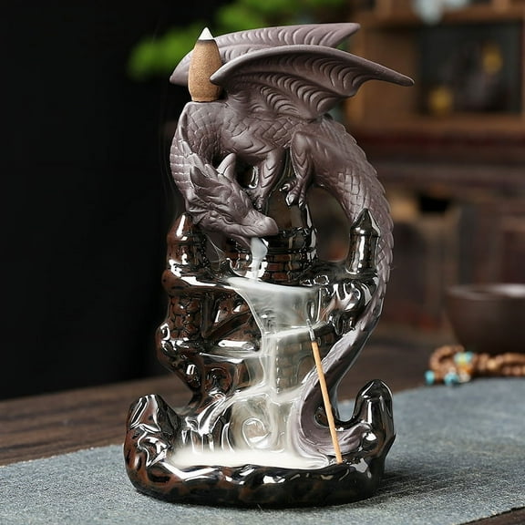 1pc Dragon Ceramic Waterfall Incense Holder - Add A Magical Touch To Your Home Decor! Zen Meditation Decor (Without Incense)
