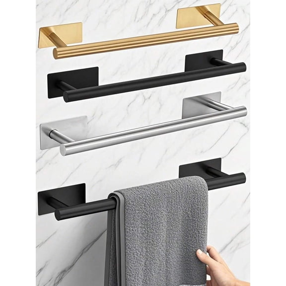 1pc No Drill Bathroom Towel Bar, Towel Rack, Bathroom Hanger, Rag Holder, Towel Rack, Towel Shelf, Strong Adhesive Installation, Bathroom Storage Rack