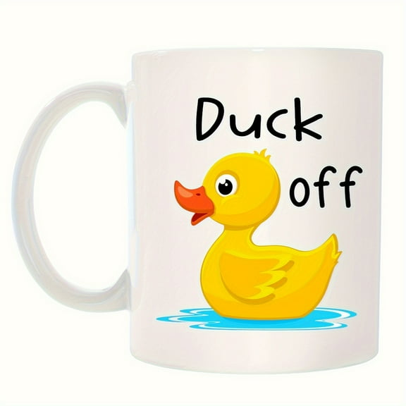 1pc, Duck Off Mug, Cute Duck Mug, Funny Duck Coffee Cup, Cute Duck Gift, Gangster Duck Mug For Him & Her, 11oz Ceramic Coffee Mug, Duck Lovers Birthday Gifts, Christmas Gifts