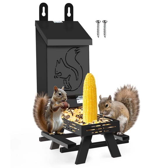 1pc Durable Metal Squirrel Feeder with Picnic Table Design, Waterproof Outdoor Hanging Bird Feeder, Easy Installation, No Battery Needed, Bee Hummingbird Feeding Station