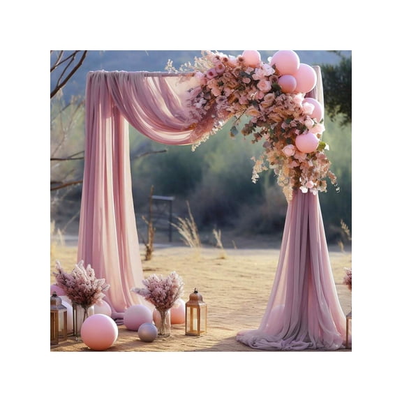 1pc Dusty Pink Sheer Wedding Arch Backdrop For Indoor And Outdoor Use