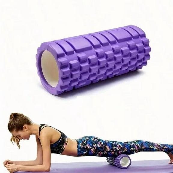 1pc EVA Foam Yoga Roller With Textured Pyramid Grooves, For Deep Tissue Massage, High Density Foam Roller, Portable & Durable For Muscle Relaxation.