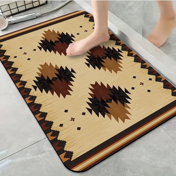 1pc Earth Tribal Bathroom Rug Bathroom Decor and Accessories- Durable,Anti Slip,And Quick Drying,Suitable For Indoor/outdoor Use - Perfect For Bathrooms,Bedrooms,Kitchens