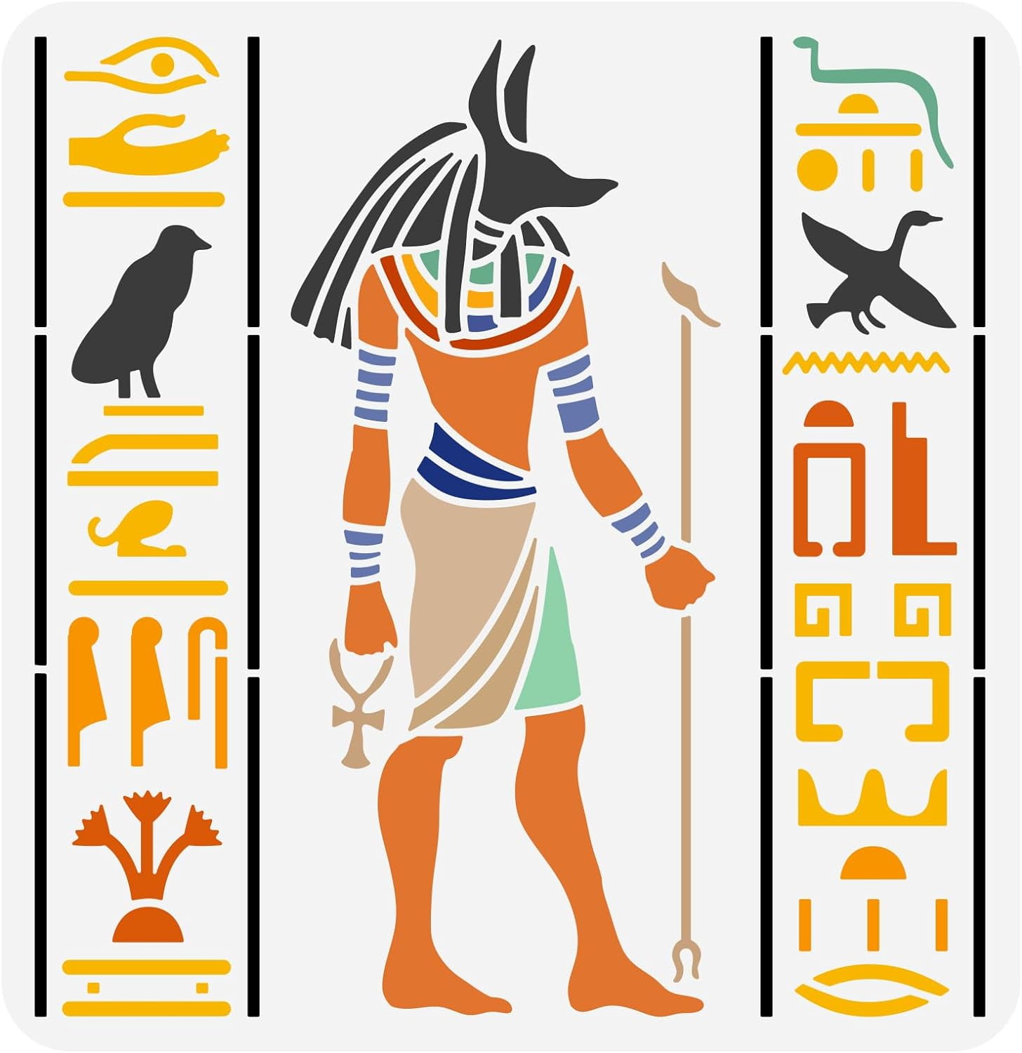 1pc Egyptian God Anubis Stencil 11.8x11.8inch Reusable Anubis Statue ...