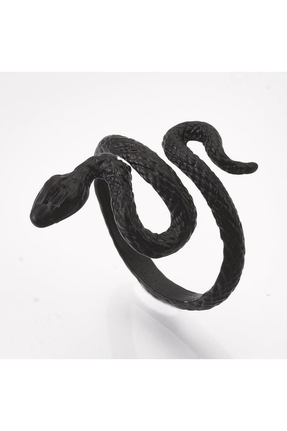 1pc Electrophoresis Alloy Cuff Finger Rings Snake Black Size 8 18mm