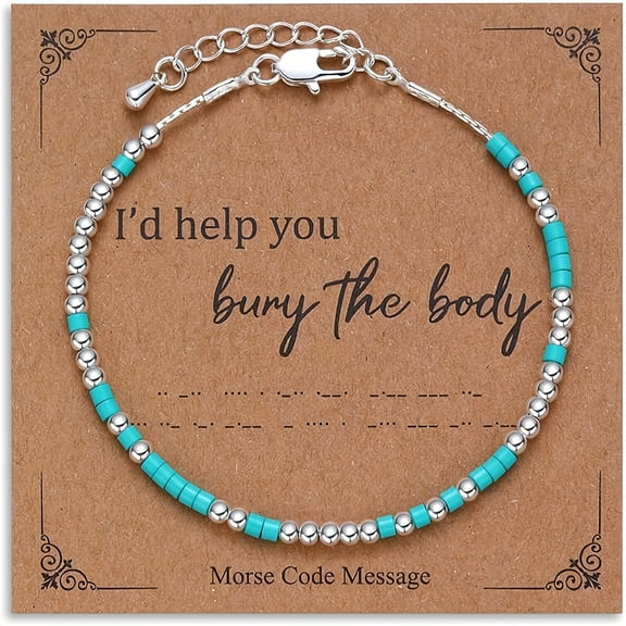 1pc Elegant Beaded Bracelet for Women, "I'd Help You Bury The Body" Engraved Card, Perfect for Christmas and Gifting Season, Versatile for All Seasons,Blue