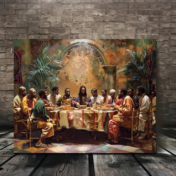 1pc Elegant Black Last Supper Canvas Wall Art - High-Quality Print, Pine Wood Frame, Ready to Hang, Perfect for Living Room, Dining Area, or Classroom Decor, Ideal for Anniversaries and Special Occas